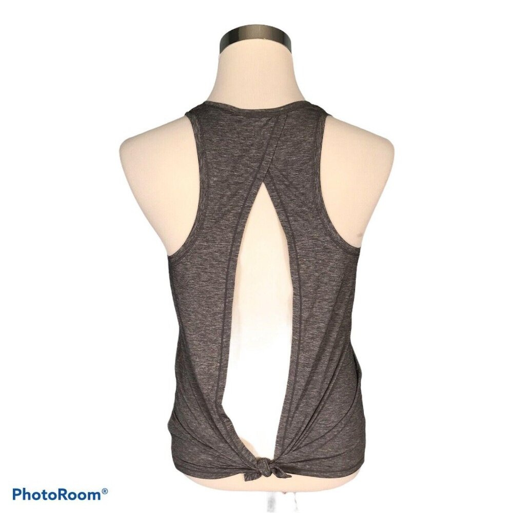 GapFit Women's Gray Crisscross Tank Top With Twist Back Design Size S Small